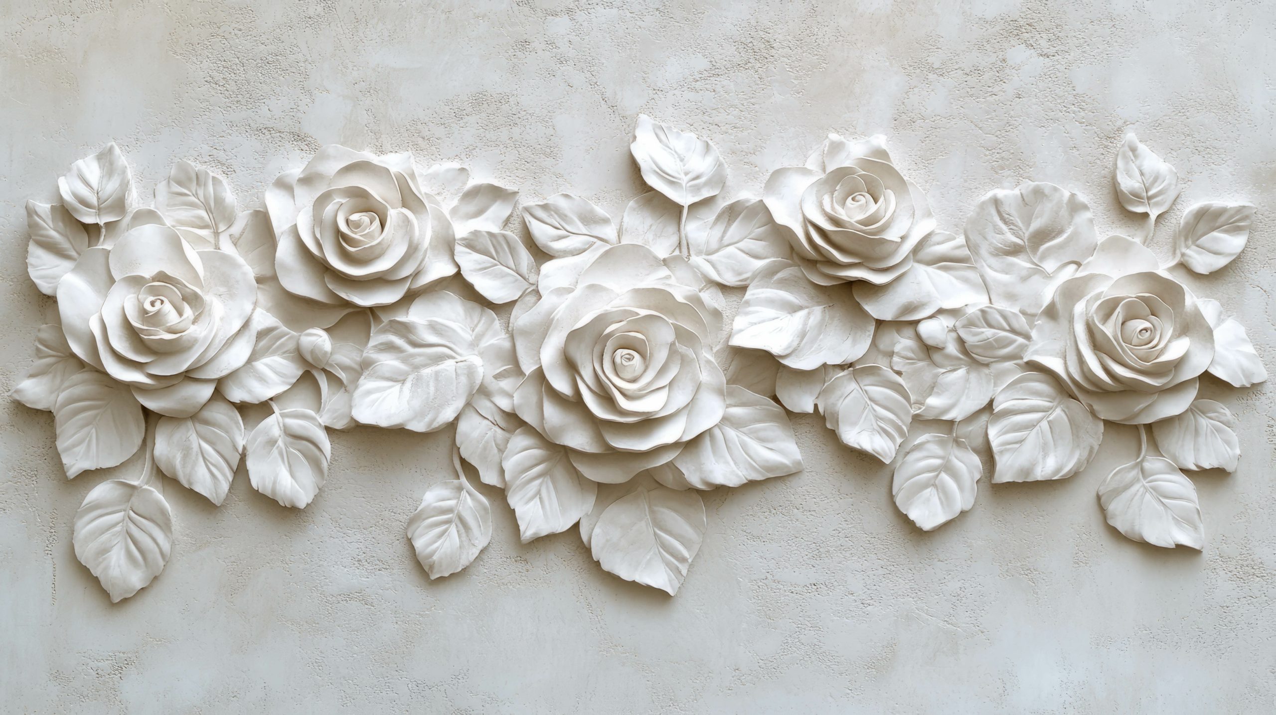 Cladding Texture Flower Elegant floral sculpted plaster wall texture with roses for interior ...